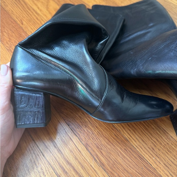 $1446 Ermanno Scervino Croc Effect Block Heel Tall‎ Over the Knee leather boots - Picture 10 of 10